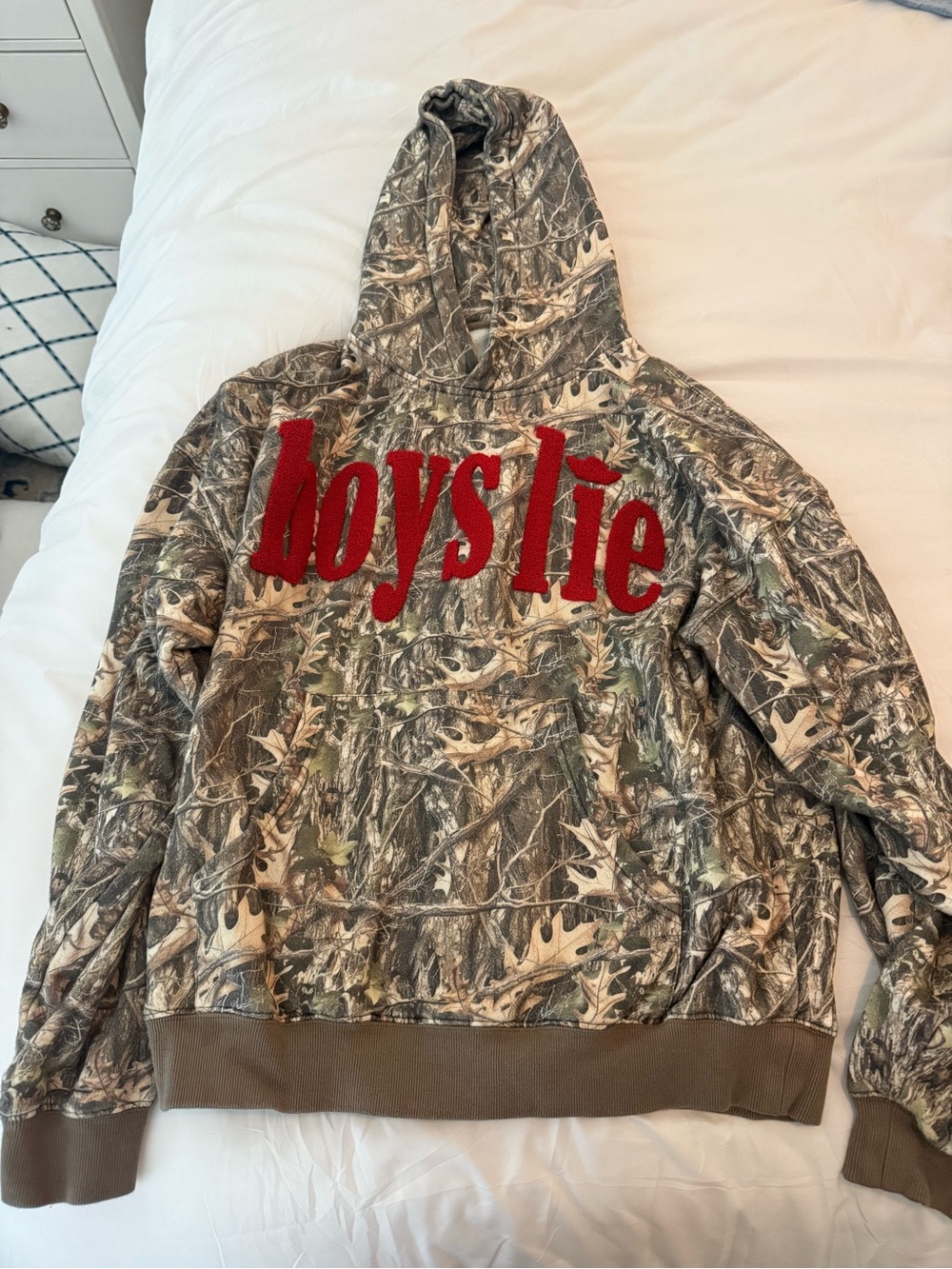 Boys Lie Camo Hoodie with Red Logo